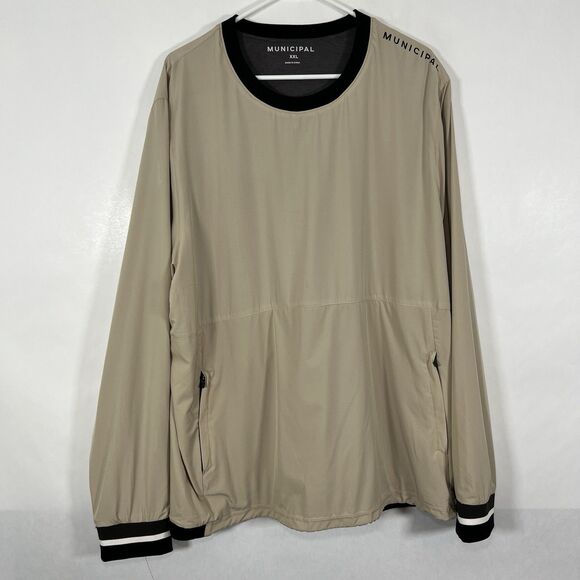 Municipal Sport Utility Gear Pullover Windbreaker Jacket Mens XXL 2XL Beige EUC - Picture 1 of 13